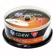 HP CD-RW, CWE00019-3, 69313, 25 komada, 700MB, 4-12x, 80min., 12cm, bez mogućnosti printanja, kutija za kolače, za arhiviranje podataka