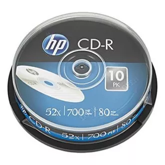 HP CD-R, CRE00019-3, 69308, pakiranje od 10 komada, 700MB, 52x, 80 min., 12 cm, bez mogućnosti ispisa, kutija za kolače, za arhiviranje podataka