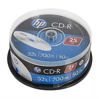 HP CD-R, CRE00015-3, 69311, 25 komada, 700 MB, 52x, 80 min., 12 cm, bez mogućnosti ispisa, kutija za kolače, za arhiviranje podataka