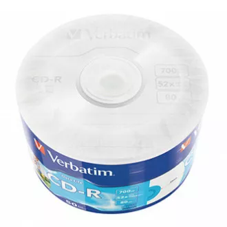 Verbatim CD-R, 43794, Inkjet Printable, 50 komada, 700 MB, 50x, 80 min., 12 cm, omot, za arhiviranje podataka