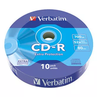 Verbatim CD-R, 43725, Extra Protection, 10-pack, 700MB, 52x, 80min., 12cm, bez mogućnosti printanja, omot, za arhiviranje podataka