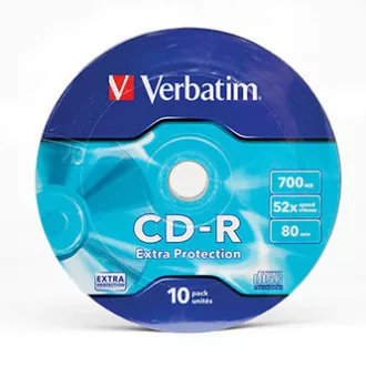 Verbatim CD-R, 43725, Extra Protection, 10-pack, 700MB, 52x, 80min., 12cm, bez mogućnosti printanja, omot, za arhiviranje podataka