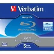 Verbatim BD-R, Datalife, 25 GB, kutija za dragulje, 43836, 6x, 5 komada