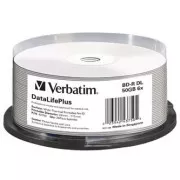 Verbatim BD-R, DL+ Wide Thermal Printable No Id Surface Hard Coat, 50GB, osovina, 43750, 6x, 25-pack, za arhiviranje podataka