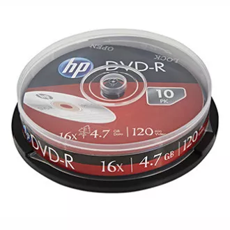 HP DVD+R, DRE00027-3, 4.7GB, 16x, kutija za kolače, pakiranje od 10 komada, bez mogućnosti printanja, 12 cm, za arhiviranje podataka