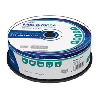 Mediarange DVD+R, MR469, 8,5 GB, 8x, kutija za kolače, pakiranje od 25 komada, bez mogućnosti ispisa, 12 cm, dvoslojni, za arhiviranje podataka