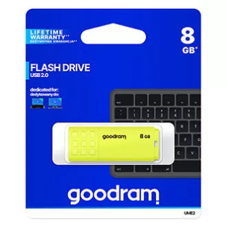 Goodram USB flash disk, USB 2.0, 8GB, UME2, žuti, UME2-0080Y0R11, USB A, s poklopcem