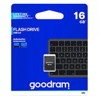 Goodram USB flash disk, USB 2.0, 16GB, UPI2, crni, UPI2-0160K0R11, USB A, s poklopcem