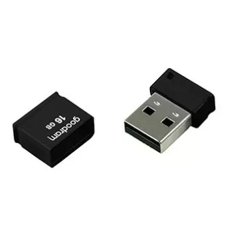 Goodram USB flash disk, USB 2.0, 16GB, UPI2, crni, UPI2-0160K0R11, USB A, s poklopcem
