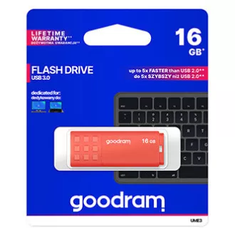 Goodram USB flash disk, USB 3.0, 16GB, UME3, narančasti, UME3-0160O0R11, USB A, s poklopcem