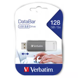 Verbatim USB flash pogon, USB 2.0, 128GB, DataBar, sivi, 49456, za arhiviranje podataka