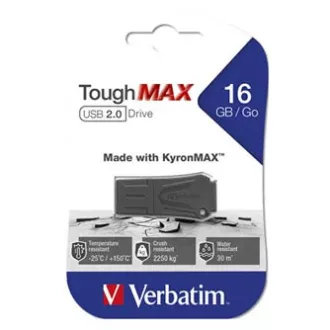 Verbatim USB flash pogon, USB 2.0, 16 GB, ToughMAX, crni, 49330, USB A, kompozitni materijal KyronMAX(tm)
