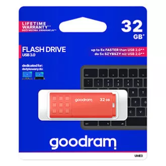 Goodram USB flash disk, USB 3.0, 32GB, UME3, narančasti, UME3-0320O0R11, USB A, s poklopcem
