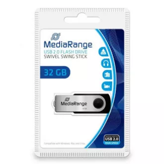 MediaRange USB flash pogon, USB 2.0, 32 GB, crni, MR911, USB A, okretni