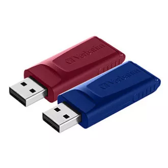 Verbatim USB flash pogon, USB 2.0, 32GB, Slider, crvena, plava, 49327, USB A, s uvlačivim konektorom, 2 kom Verbatim USB flash pogon, USB 2.0, 32GB, Slider, crvena, plava, 49327, USB A, s uvlačivim konektorom, 2 kom