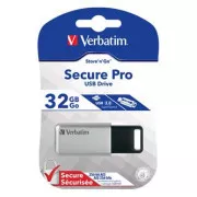 Verbatim USB flash pogon, USB 3.0, 32 GB, Secure Pro, Store N Go, srebrni, 98665, USB A, AES 256-bitna enkripcija