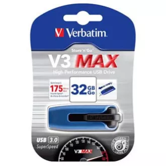 Verbatim USB flash pogon, USB 3.0, 32 GB, V3 MAX, Store N Go, plavi, 49806, USB A, s uvlačivim priključkom