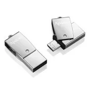 Apacer USB flash pogon OTG, USB 3.0, 64GB, AH750, srebrni, AP64GAH750S-1, USB A / USB Micro B, s rotirajućim poklopcem, PRETPRODAJA