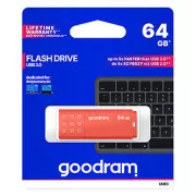 Goodram USB flash pogon, USB 3.0, 64GB, UME3, narančasti, UME3-0640O0R11, USB A, s poklopcem