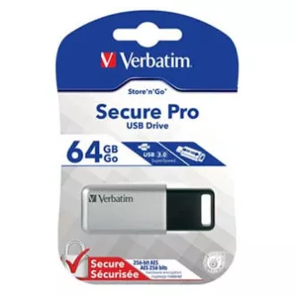 Verbatim USB flash pogon, USB 3.0, 64 GB, Secure Pro, srebrni, 98666, USB A, AES 256-bitna enkripcija, s uvlačivim konektorom Verbatim USB flash pogon, USB 3.0, 64 GB, Secure Pro, srebrni, 98666, USB A, AES 256-bitna enkripcija, s uvlačivim konektorom