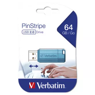Verbatim USB flash pogon, USB 2.0, 64 GB, PinStripe, Store N Go, plavi, 49961, USB A, s uvlačivim priključkom Verbatim USB flash pogon, USB 2.0, 64 GB, PinStripe, Store N Go, plavi, 49961, USB A, s uvlačivim priključkom