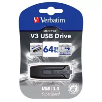 Verbatim USB flash pogon, USB 3.0, 64 GB, V3, Store N Go, crni, 49174, USB A, s uvlačivim priključkom