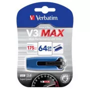 Verbatim USB flash pogon, USB 3.0, 64GB, V3 MAX, Store N Go, plavi, 49807, USB A, s uvlačivim konektorom