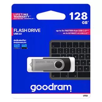 Goodram USB flash disk, USB 3.0, 128GB, UTS3, crni, UTS3-1280K0R11, USB A, s rotirajućim poklopcem