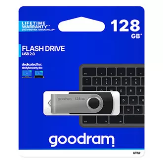 Goodram USB flash disk, USB 2.0, 128GB, UTS2, crni, UTS2-1280K0R11, USB A, s rotirajućim poklopcem