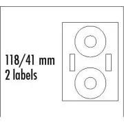 CD naljepnica logo 118/41mm, A4, mat, bijela, 2 naljepnice, 2 trake, 140g/m2, pakirano 25 kom, za inkjet i laserske pisače