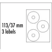 CD naljepnica logo 113/37mm, A4, mat, bijela, 3 naljepnice, 140g/m2, pakirano 10 kom, za inkjet i laserske printere