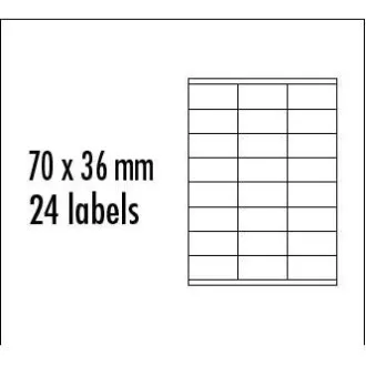Logo naljepnice 70mm x 36mm, A4, mat, žute, 24 naljepnice, pakiranje od 10, za inkjet i laserske pisače