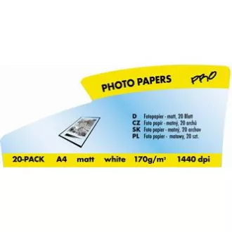Logo 16668, foto papir, mat, bijeli, A4, 170 g/m2, 1440 dpi, 20 kom, inkjet