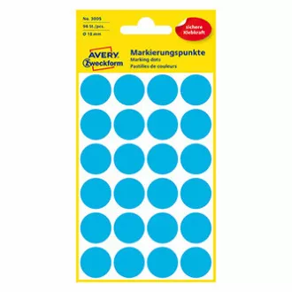 Avery Zweckform naljepnice 18 mm, plave, 24 naljepnice, oznaka, pakiranje od 4 kom, 3005, za ručni opis