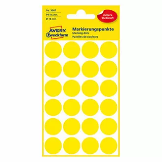 Avery Zweckform naljepnice 18 mm, žute, 24 naljepnice, oznaka, pakiranje od 4 komada, 3007, za ručni opis