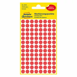 Avery Zweckform naljepnice 8 mm, crvene, 104 naljepnice, oznaka, pakiranje od 4 kom, 3010, za ručni opis