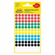 Avery Zweckform naljepnice 8 mm, u boji, 104 naljepnice, oznake, uklonjive, pakiranje od 4 kom, 3090, za ručno opisivanje