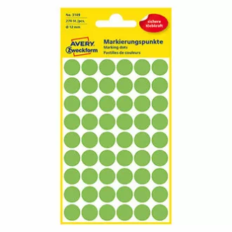 Avery Zweckform naljepnice 12 mm, neon zelene, 54 naljepnice, oznaka, pakiranje od 5 kom, 3149, za ručni opis
