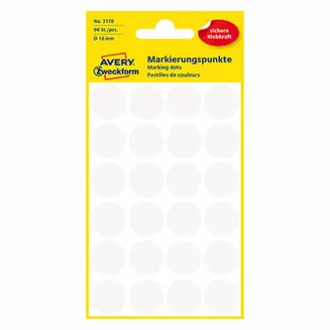 Avery Zweckform naljepnice 18mm, bijele, 24 naljepnice, označavanje, pakirano po 4 komada, 3170, za ručno označavanje