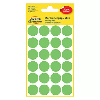 Avery Zweckform naljepnice 18 mm, neon zelene, 24 naljepnice, oznaka, pakiranje 4 kom, 3174, za ručni opis Avery Zweckform naljepnice 18 mm, neon zelene, 24 naljepnice, oznaka, pakiranje 4 kom, 3174, za ručni opis