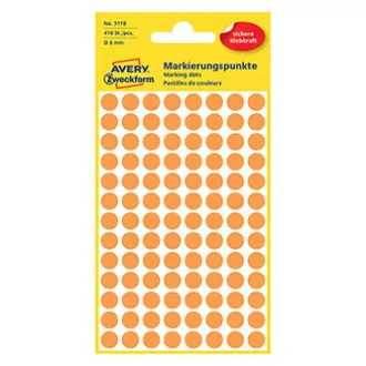 Avery Zweckform naljepnice 8 mm, neon narančaste, 104 naljepnice, oznaka, pakiranje 4 kom, 3178, za ručni opis
