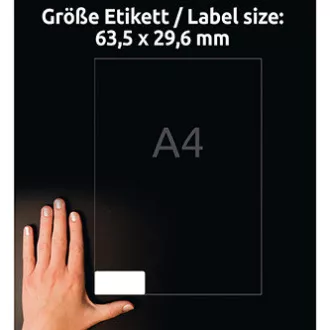 Avery Zweckform naljepnice 63,5 mm x 29,6 mm, A4, bijele, 27 naljepnica, uklonjive, paket od 25, L4737REV-25, za laser i tintu