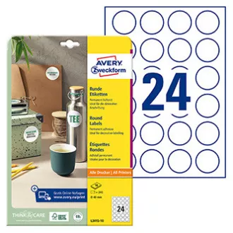 Avery Zweckform naljepnice 40 mm, A4, bijele, 24 naljepnice, pakiranje od 10 kom, L3415-10, za laserske i inkjet pisače, fotokopirne uređaje Avery Zweckform naljepnice 40 mm, A4, bijele, 24 naljepnice, pakiranje od 10 kom, L3415-10, za laserske i inkjet pisače, fotokopirne uređaje