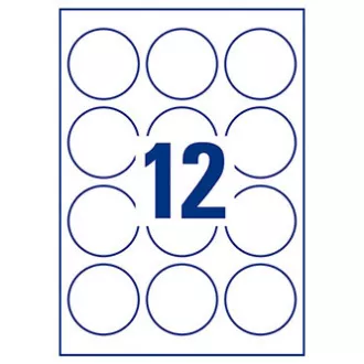Avery Zweckform naljepnice 60 mm, A4, bijele, 12 naljepnica, pakiranje od 10, L3416-10, za laserske i inkjet pisače, fotokopirne uređaje