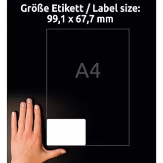 Avery Zweckform naljepnice 99,1 mm x 67,7 mm, A4, mat, bijele, 8 naljepnica, vrlo izdržljive, pakiranje od 20, L4715-20, za laserske pisače