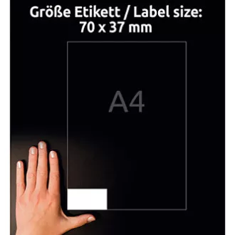 Avery Zweckform naljepnice 70mm x 37mm, A4, mat, bijele, 24 naljepnice, vrlo izdržljive, pakiranje od 20, L4718-20, za laserske pisače