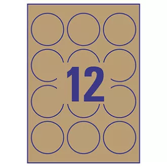 Avery Zweckform naljepnice 60 mm, A4, prirodno smeđe, 12 naljepnica, pakiranje od 25, L7106-25, za laserske i inkjet pisače, ko