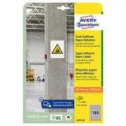 Avery Zweckform etikete 25,4 mm x 10 mm, A4, bijele, 189 etiketa, s visokom ljepljivošću, pakiranje od 20, L7871-20, za laser i ATR
