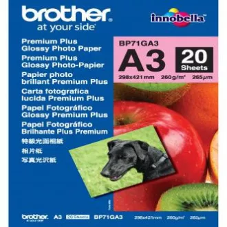 Brother Glossy Photo Paper, BP71GA3, foto papir, sjajni, bijeli, A3, 260 g/m2, 20 kom, inkjet Brother Glossy Photo Paper, BP71GA3, foto papir, sjajni, bijeli, A3, 260 g/m2, 20 kom, inkjet