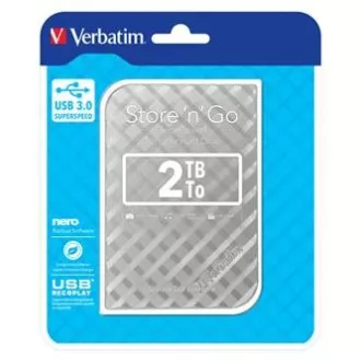 Verbatim vanjski tvrdi disk, Store N Go, 2,5", USB 3.0 (3.2 Gen 1), 2 TB, 53198, srebrni
